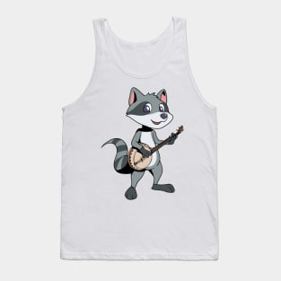 Cartoon raccoon playing banjo Tank Top